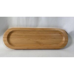 PAMPERED CHEF Cracker Tray 15" Bamboo Wooden Server Platter Oval
